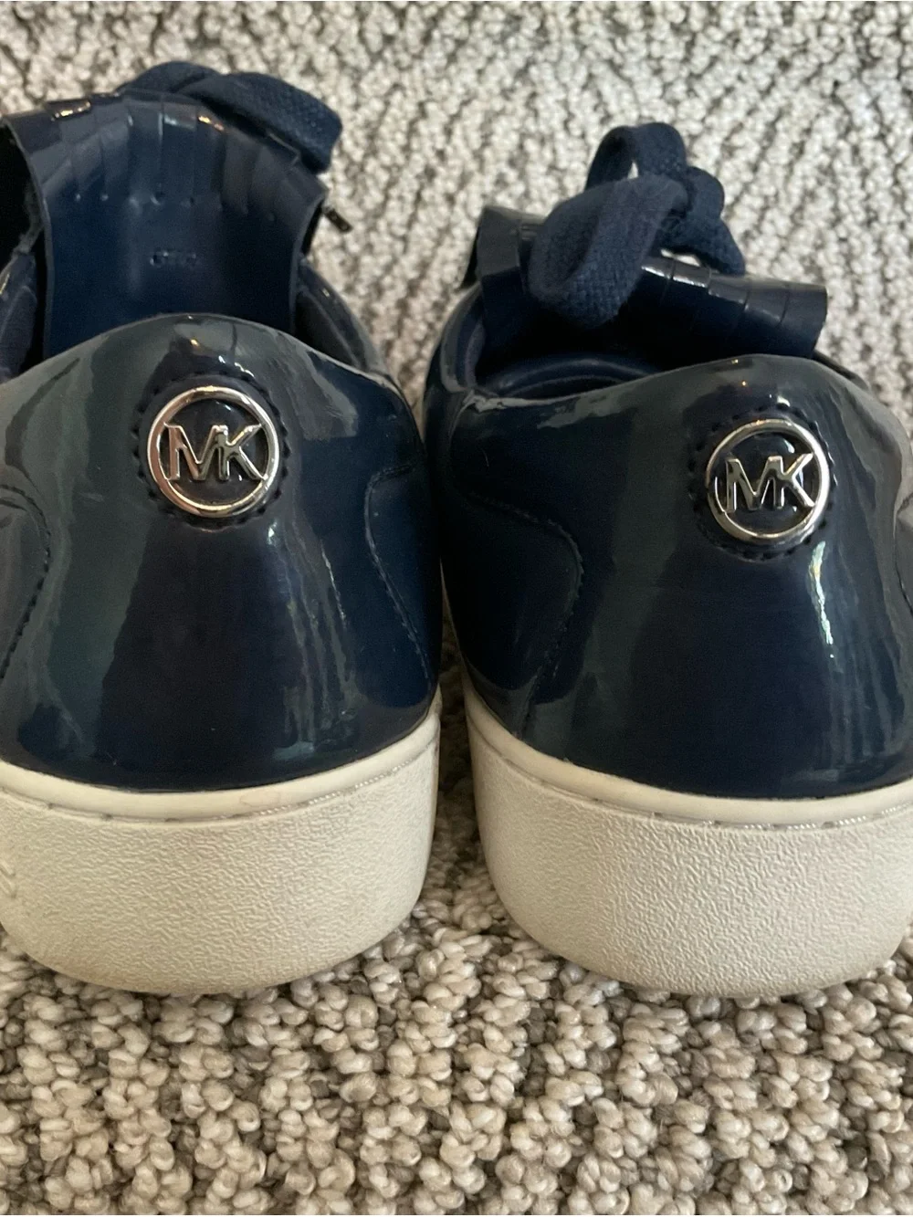 Michael Kors Navy Patent Kiltie Sneakers with Tassel